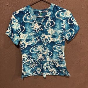 Women's GT Performance Blue Patterned Scrub Top